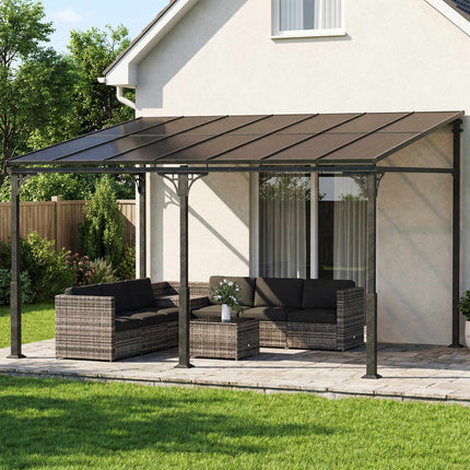 Pergola ar polikarbonāta jumtu, metāla rāmis, 400x300 cm