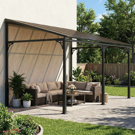 Pergola ar polikarbonāta jumtu, metāla rāmis, 400x300 cm