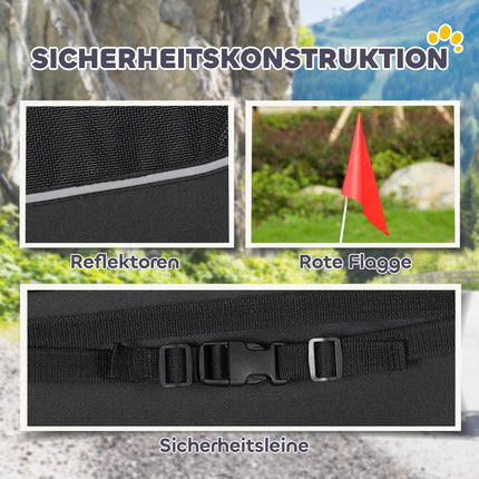 Mājdzīvnieku velosipēda piekabe, 20" riteņi, sieta logi, zila/melna
