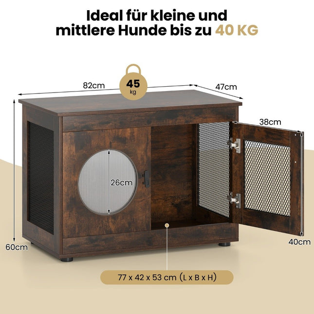 Mājdzīvnieku būra mēbeļu stils ar durvīm un PC logu, 82x47x60 cm