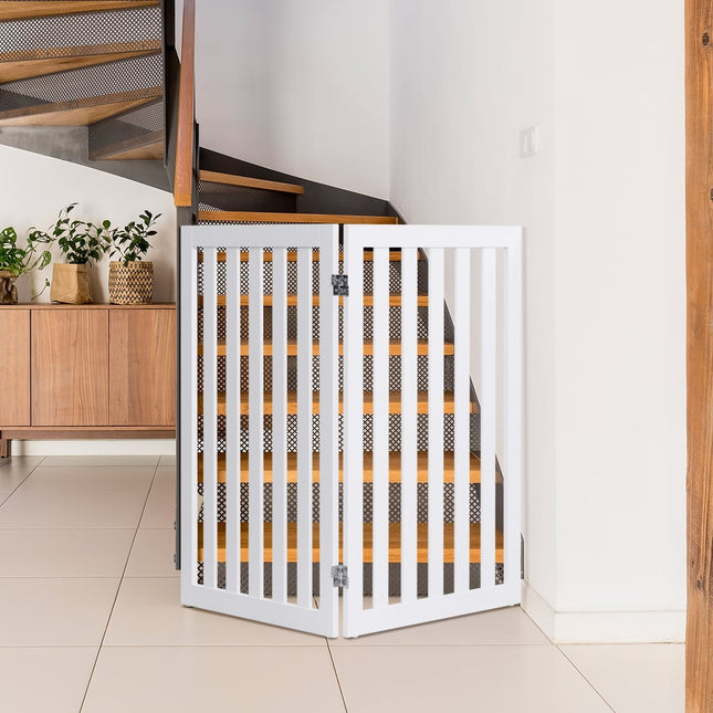 Mājdzīvnieku vārtiņi, 89 cm augsti, 2 paneļi, salokāma koka barjera