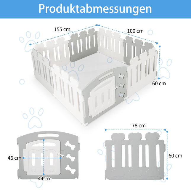 Mājdzīvnieku rotaļu laukums, 8 paneļi, HDPE, iekštelpām/āram, 35 cm augstums