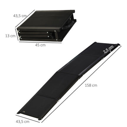 Mājdzīvnieku rampa, saliekama alumīnija suņu rampa, neslīdoša, vieglajām automašīnām, kravas automašīnām, apvidus automašīnām, līdz 40 kg, bagāžnieka rampa