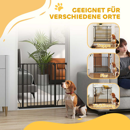 Mājdzīvnieku drošības vārtiņi, regulējami 75-95 cm, tērauds/ABS, melni