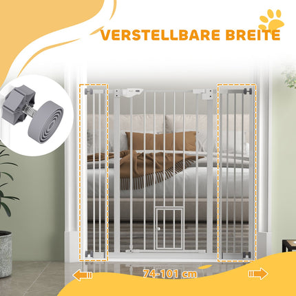 Mājdzīvnieku drošības vārtiņi, bez urbšanas, automātiski aizveras, regulējami no 74 līdz 101 cm