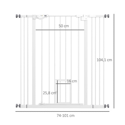 Mājdzīvnieku drošības vārtiņi, bez urbšanas, automātiski aizveras, regulējami no 74 līdz 101 cm