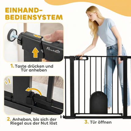 Mājdzīvnieku drošības vārtiņi, tērauda, ​​regulējami 75-103 cm, melni
