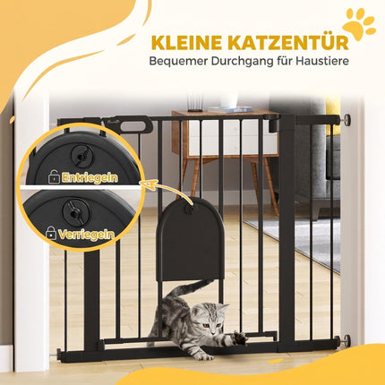 Mājdzīvnieku drošības vārtiņi, tērauda, ​​regulējami 75-103 cm, melni