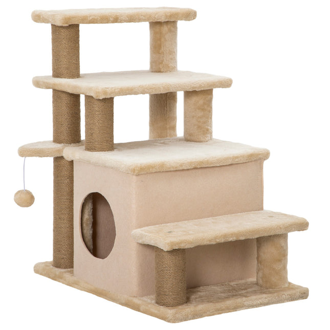Adjustable pet stairs with sleeping cave - cat and small dog ramp