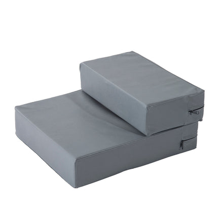 Mājdzīvnieku kāpnes, salokāms divpakāpju mājdzīvnieku apakšklājs kaķiem un suņiem, pelēks, garums 45 cm, platums 39 cm, augstums 20 cm