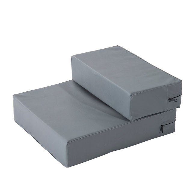 Mājdzīvnieku kāpnes, salokāms divpakāpju mājdzīvnieku apakšklājs kaķiem un suņiem, pelēks, garums 45 cm, platums 39 cm, augstums 20 cm