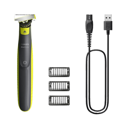 Philips OneBlade 360 ​​sejas hibrīda trimmeris un skuveklis, 3 rugāju ķemmes