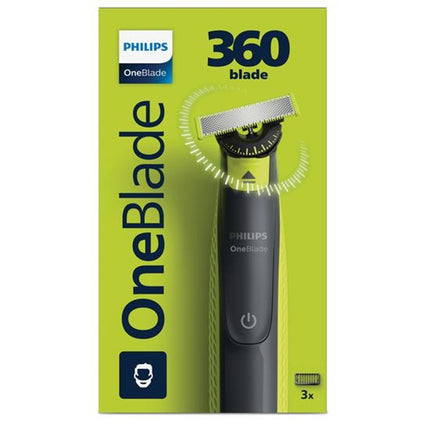 Philips OneBlade 360 ​​sejas hibrīda trimmeris un skuveklis, 3 rugāju ķemmes