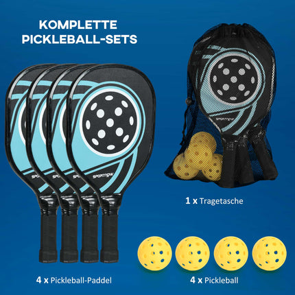 Piklbola komplekts: 4 airi, 4 bumbiņas, pārnēsāšanas soma, zils/melns