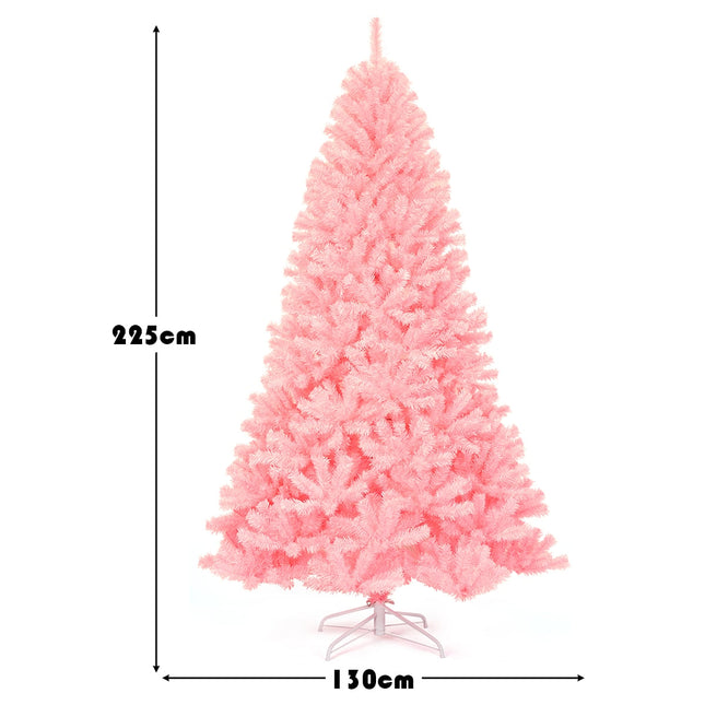 Rozā mākslīgā Ziemassvētku eglīte, 225 cm, PVC materiāls