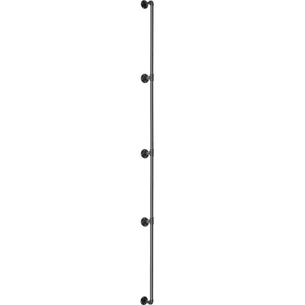 Pipe Stair Handrail, 13 ft Carbon Steel Wall-Mount, Black