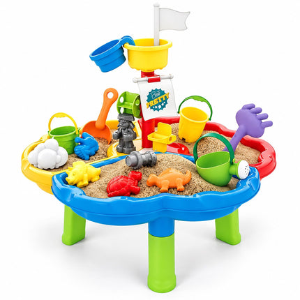 Pirate Water Play Table for Kids with 3 Compartments, 25-Piece Accessory Set