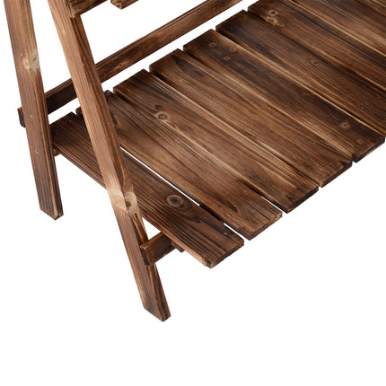 3-Step Spruce Wood Plant Stand, Dark Brown, 80x37x93 cm