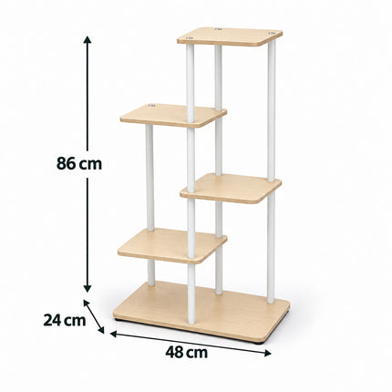 Plant Stand with 5 Square Shelves, Iron and MDF – White, 107 cm High