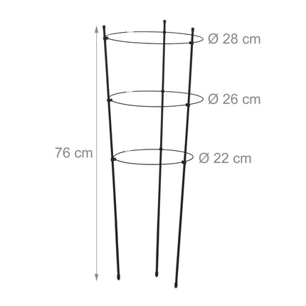 Augu balsts 76 cm melns, 2 gab. komplekts