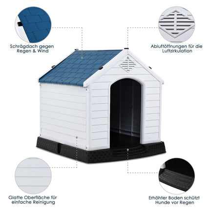 Plastmasas suņu būda Pet Supplies Suņu būda dārzam 87,7 x 78,5 x 81,5 cm Balta + Zila