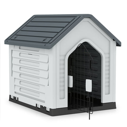 Plastmasas suņu būda ar aizslēdzamām durvīm un ventilāciju