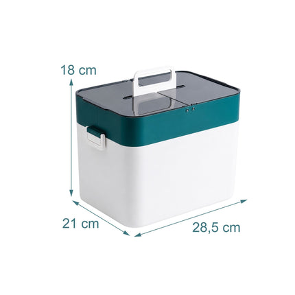 Plastmasas zāļu uzglabāšanas kaste, 4 nodalījumi, balta