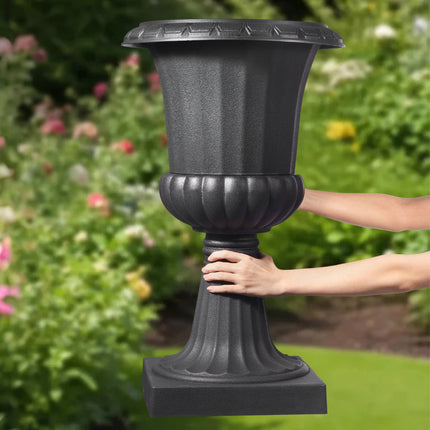 Plastic Urn Planters, 40 x 67 cm, 2-Pack, Black