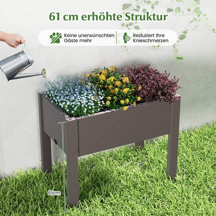 Plastmasas paaugstināta dārza dobe, pašlaistoša, 53L, 76 x 45 x 61 cm, kafijas krāsā