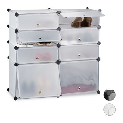 Plastmasas apavu plaukts ar 8 nodalījumiem