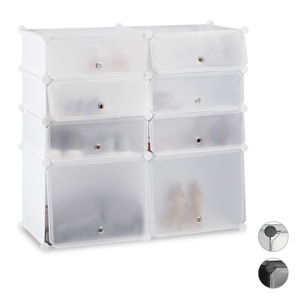 Plastmasas apavu plaukts ar 8 nodalījumiem