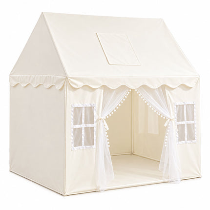 Play Tent for Children with Bunting and 2 Entrances, 130 x 125 x 95 cm, Beige