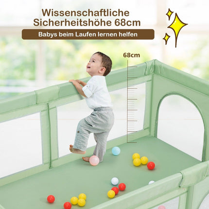 Spēļu laukums bērniem ar 50 bumbām un 2 durvīm, 205 x 147 x 68,5 cm, zaļš