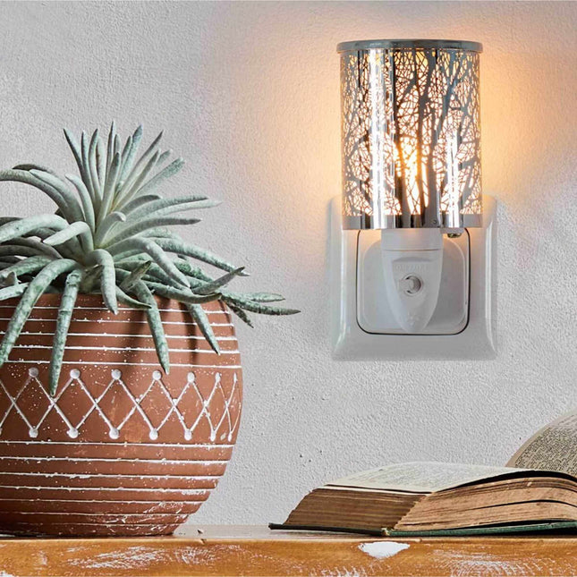 Aromātu lampa ar naktslampiņu, dzelzs koka dizains, iespraudama kontaktligzdā