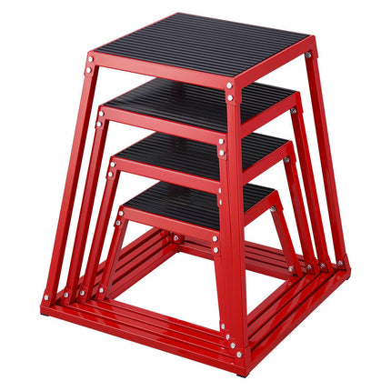 Plyometric Jump Box Set, 12-30 Inch, Anti-Slip, Red