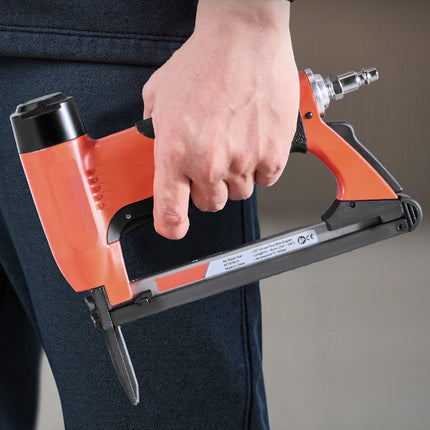 Pneumatic Upholstery Stapler, 21-Gauge Long Nose, 150-Cap