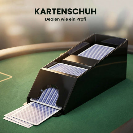 Pokera komplekts ar 500 žetoniem, 2 kāršu komplektiem, kauliņiem, kasti 10 spēlētājiem