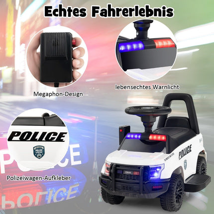 Policijas elektriskā automašīna bērniem 6V elektriskā bērnu automašīna ar uzglabāšanas vietu, balta