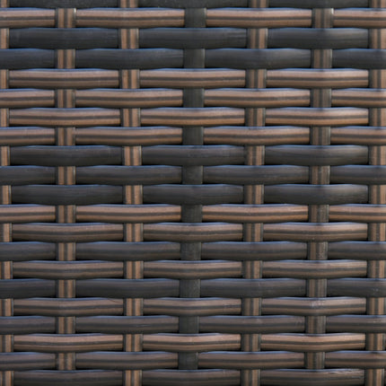 Dārza atpūtas dīvāns no polirotanga, trīsvietīgs, ar spilveniem, metāla, poliestera, brūns+balts, 185 x 70 x 80 cm
