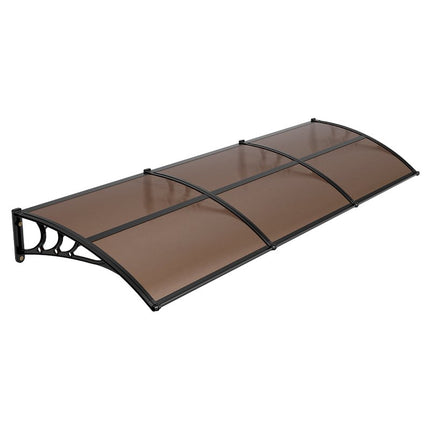 Polycarbonate Door Awning 38 x 117 In, Brown, Drainage