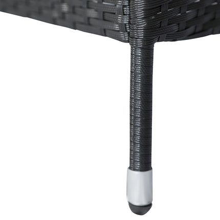 Dārza sols, dārza dīvāns, divvietīgs, polirotans, melns, tērauds, platums 133 cm, dziļums 63 cm, augstums 84 cm
