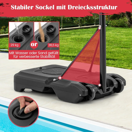 Baseina basketbola grozs, āra basketbola statīvs, 115-135 cm, regulējams augstums, sarkans