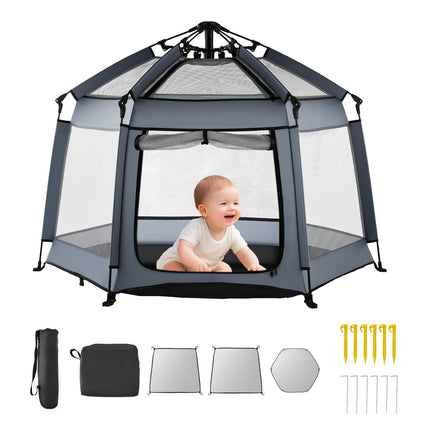 Pop-Up Baby Playpen With Canopy, UPF 50+, 59x59