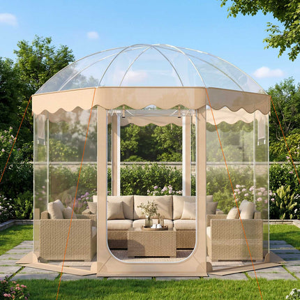 Saliekamā burbuļtelts 10x10 pēdas, 8-10 personām, caurspīdīgs PVC