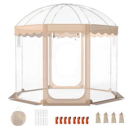 Saliekamā burbuļtelts 10x10 pēdas, 8-10 personām, caurspīdīgs PVC