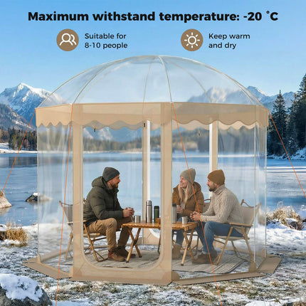 Saliekamā burbuļtelts 10x10 pēdas, 8-10 personām, caurspīdīgs PVC