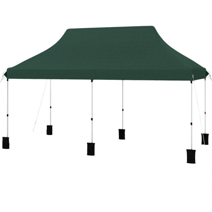 Saliekamā nojumes telts 300x600 cm, regulējams augstums, zaļa