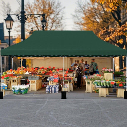 Saliekamā nojumes telts 300x600 cm, regulējams augstums, zaļa