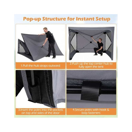Pop-Up Folding Gazebo with 2 Removable Side Panels, 240 x 240 cm, Dark Grey