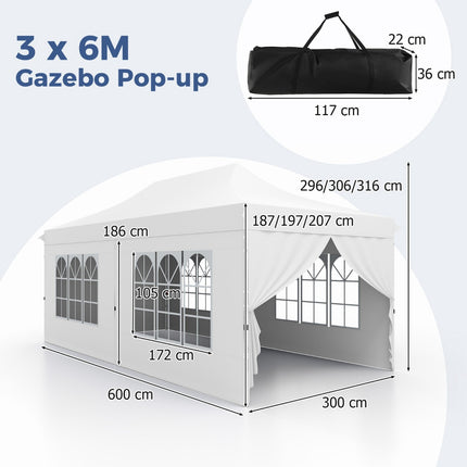 Saliekama nojume 3 x 6 m, 6 sānsienas, durvis ar rāvējslēdzēju